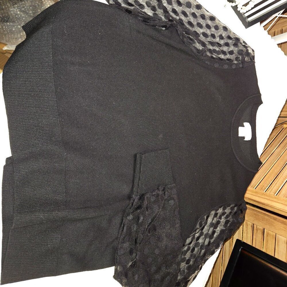 Black Sweater with Sheer Sleeves
